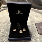 Swarovski Clear Teardrop Crystal Jewelry Set  Silver Necklace   Earrings