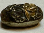 Antique 19th Century Meiji Japan Ojime Bead - Lotus Flower - Hallmarked