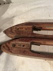Vintage Southern 19    Weaving Loom Wooden Shuttle Brass Tips Lot Of 2 S33187