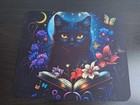 Custom Mouse Pad Personalized Photo Office Desk Mat Black Cat Book Floral Theme