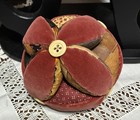 Handmade Amish Style Whemsie Ball Pin Cushion Vintage Velvet- Homespun-cotton 4   