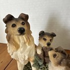 Collie Dog Family Figurine Hand-painted Resin Collectible Ornament