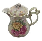 Vtg Cabage Rose Porcelain Chocolate Pot Germany Hand Painted