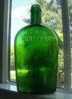 Antique S s p   samuel S  Pierce  Pre Pro Emerald Green Pint Whiskey Flask