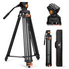 K f Concept 80  Video Tripod W  Fluid Head   Tripod Dolly W  3  Rubber Wheels