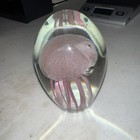 Vintage Clear Art Glass Pink Jellyfish Paperweight