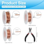 4 Pcs 25m   82 Feet Aluminum Craft Wire 0 8mm 0 5mm 0 4mm With Cutter Copper