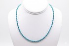 Kingman Turquoise Necklace   Sterling Silver Navajo Pearl Gemstone Choker  4mm