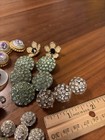 Vtg Estate 50  Lot Of Rhinestone Sparkly Shiny Buttons Some Sets Some Single
