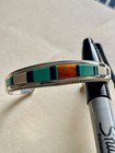 Sterling Silver Native American Gemstone Cuff Bracelet  Weighs 23 Grams rare Vtg