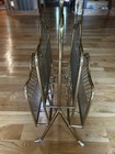 Vintage 4-section Gold Brass Metal Magazine Rack Holder Stand  15   x28   x12   