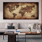 The World Map Retro Canvas Painting Vintage Poster Print Canvas Wall Art Picture