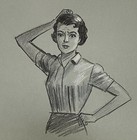 Vtg Golden Crust Bread Bakery Mom Food Advertising Drawing Art Bakersfield Ca