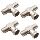 4x Tv Cable Splitter F Male To Dual Female 3 Way Coaxial Cable Splitter Combiner