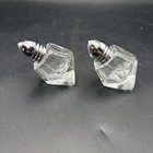 Vintage Slanted Glass Mini Salt   Pepper Shakers Made In Taiwan