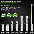 7pc 3 8  Drive Magnetic Swivel Spark Plug Socket Set Cr-v 5 8 13 16 14mm
