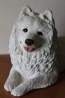 Vintage 1986 Sandra Brue Sandicast Samoyed White Alaska Husky Dog Figurine 10 