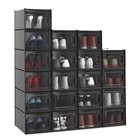 Taus 12 18 20 24 Pcs Shoe Storage Box Clear Stackable Shoe Container Xl Black
