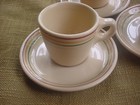  3  Buffalo China Restaurant Ware Cup   Saucers Multicolor Stripes   Pendleton