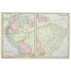 South America Map Large Antique Full Color 1928 21 x14  Atlantic Pacific North