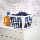 1 25bu Laundry Basket White  Plastic Clothes Hamper With Built-in Handles