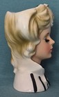 Vintage Ehtf Royal Crown 3410 Lady In Black And White Head Vase Near Mint Marked