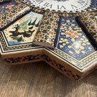 Handmade Persian Middle Eastern Painted Wood Wall Clock     Working  Inlaid Design