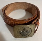 Vtg Boy Scouts Of America Bsa Brass Buckle W camp Crooked Creek Leather Belt 38