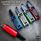 Lighter Holder W  Spring Assisted Open Folding Pocket Knife Bro Edc Multi-tool