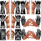12sheets Large Henna Stencils Tattoo Self Adhesive Tattoo Template Women Girls  