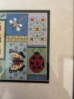 Vintage 2006 Framed Cross Stitch Wall Art Butterflies Ladybugs Dragonfly