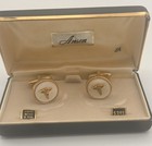 Medical Doctors Caduceus Symbol Anson Mother Of Pearl Goldtone Cufflinks   Box