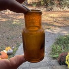 Antique Amber Apothecary Medicine Bottle Mouth Blown Seamless Embossed 25 Base