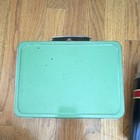 Vintage 1960s Green And Grey Vented Metal Lunch Box W  Thermos 