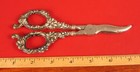Fabulous Antique Sterling Silver Handle Grape Motif Cutting Sewing Scissors    