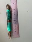 Antique Brass Dragon W green Resin Barrel Ballpoint
