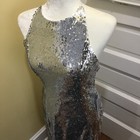 Lulus Sequined Evening Gown Sz M Silver Sequin  Pageant Prom Formal