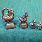 4 Bronze 19th Century Burmese Opium Scale Weights 1 Horse 3 Birds Hintha Ducks
