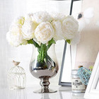 Bouquet Of 10 Head Artificial Peony Silk Flower  Wedding Decor White