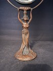 Antique Art Nouveau Deco Woman Figural Brass bronze Vanity Mirror Victorian
