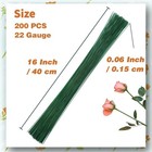 200 Pcs Floral Flower Stem Wire 16 Inch 22 Gauge Flower Paper Wrapped Wire green
