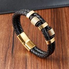 Braid Rope Leather Bracelet Stainless Steel Magnetic Clasp Men Women Jewelry