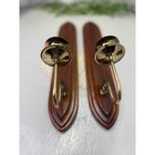 Homco Wood And Brass Taper Candle Wall Sconces 1970 s - 1980 s Vtg