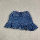 Vintage Baby Care Bears Denim Skirt Girls Size 7 8 Blue Embroidered