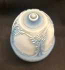 Antique Vintage Embossed Opaque Glass  Blue Globe  Light Shade