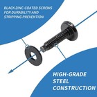 10-32 Rack Mount Screws 25 Pack Steel Black Zinc Nylon Washers