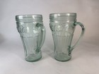 Vintage Coca-cola Set Of 2 Clear Glass Mug Steins W  Handles Embossed Coke Logo