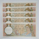 Lot Of 5 Consecutive 1935 Issue Greece 50 Drachmai Banknotes Pick 104a Cu