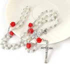 White Pearl Beads Rosary Our Father Prayer Projection And Miraculous Medal 22 