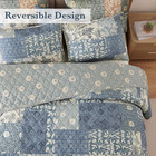 Queen Quilt Set - 3 Pieces Patchwork Blue Quilt Bedding Set  Lightweight Queen B